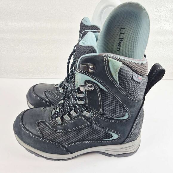 L.L.Bean Womens 7M TEK2.5 Insulated Waterproof Hiking Boots Black PrimaLoft 400g - Picture 2 of 12